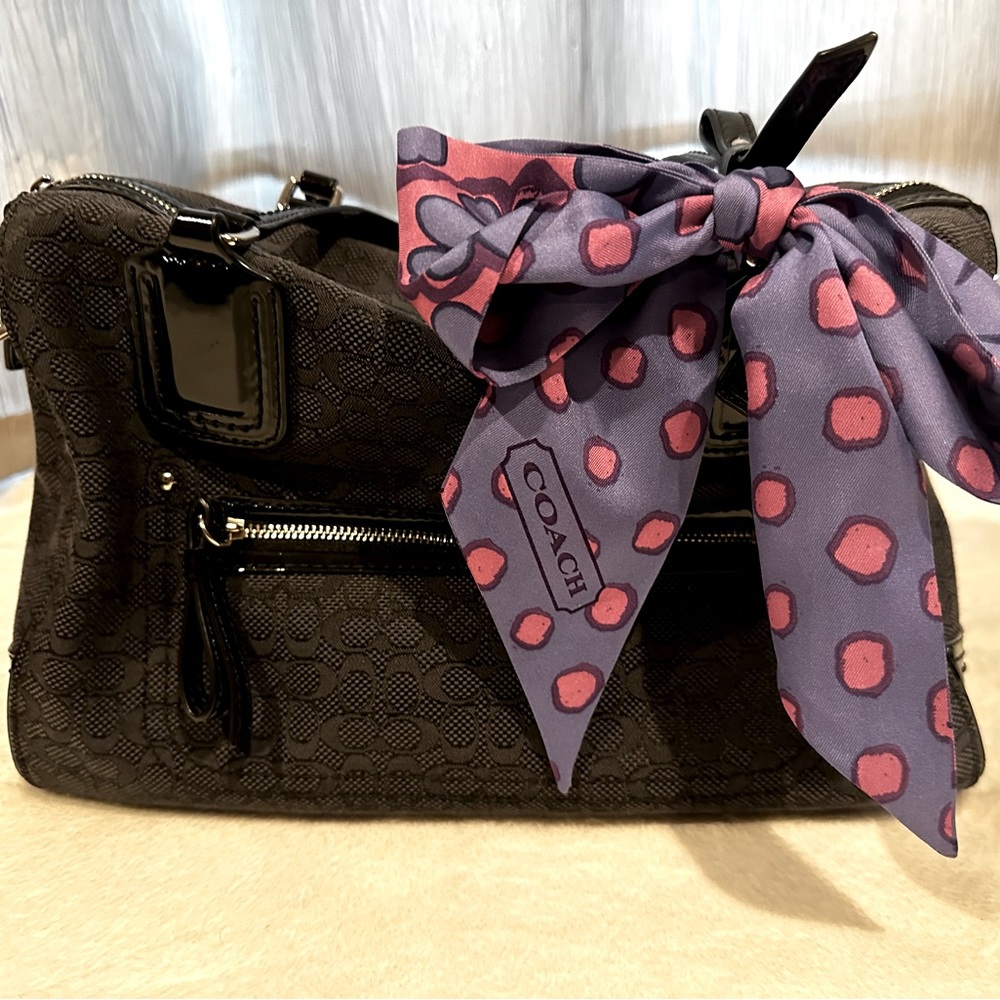 Coach bag, wallet, and scarf